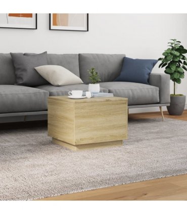 vidaXL Coffee Table with LED Lights Sonoma Oak 50x50x40 cm