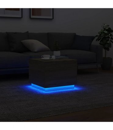 vidaXL Coffee Table with LED Lights Sonoma Oak 50x50x40 cm