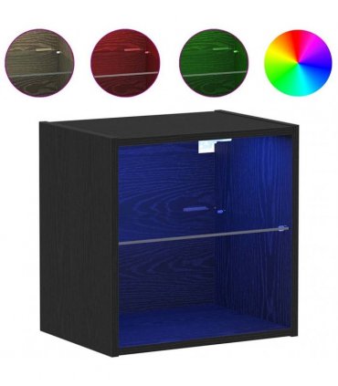 vidaXL Floating Shelf with LED Light Black 40 x 28.5 x 40 cm