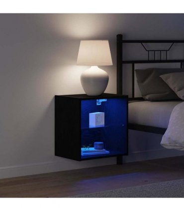 vidaXL Floating Shelf with LED Light Black 40 x 28.5 x 40 cm