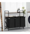 vidaXL Laundry Basket 3 Compartments with Shelves Smoked Oak