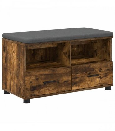 vidaXL Hall Bench with Cushion with Drawer Smoked Oak 80 x 38 x 46 cm