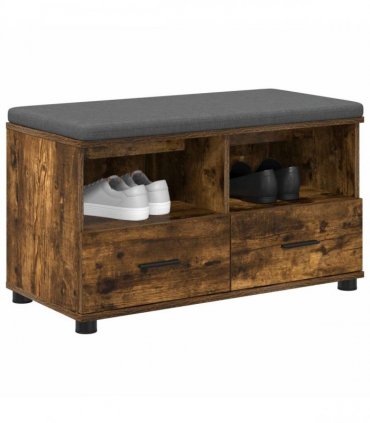 vidaXL Hall Bench with Cushion with Drawer Smoked Oak 80 x 38 x 46 cm