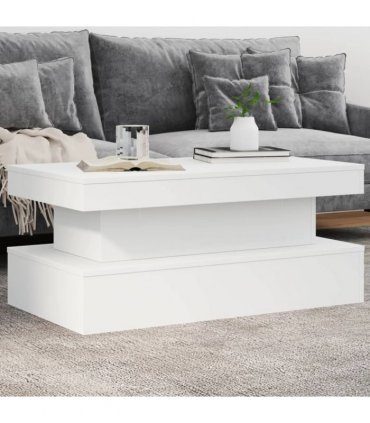 vidaXL Coffee Table with LED Lights White 90x50x40 cm