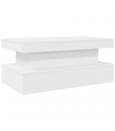 vidaXL Coffee Table with LED Lights White 90x50x40 cm