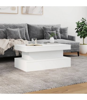 vidaXL Coffee Table with LED Lights White 90x50x40 cm