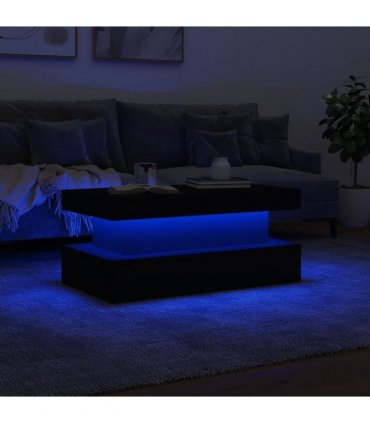vidaXL Coffee Table with LED Lights White 90x50x40 cm