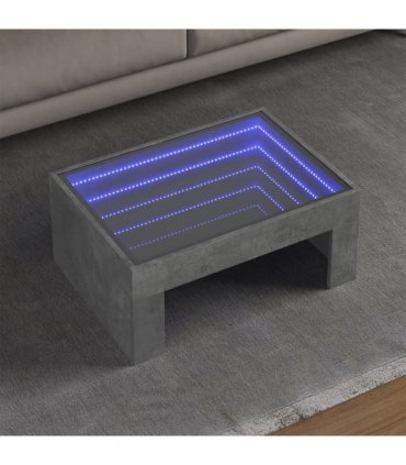 vidaXL Coffee Table with Infinity LED Concrete Grey 70x50x30 cm