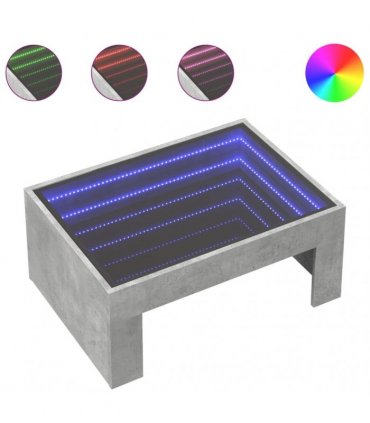 vidaXL Coffee Table with Infinity LED Concrete Grey 70x50x30 cm