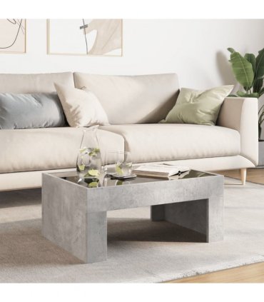 vidaXL Coffee Table with Infinity LED Concrete Grey 70x50x30 cm