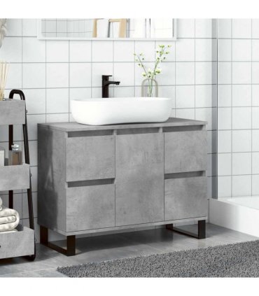 vidaXL Bathroom Sink Cabinet Concrete Grey 80x33x60 cm Engineered Wood