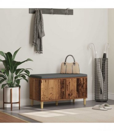 vidaXL Hall Bench Old Wood 80 x 38 x 46 cm Engineered Wood and Fabric