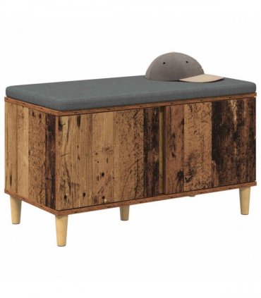 vidaXL Hall Bench Old Wood 80 x 38 x 46 cm Engineered Wood and Fabric