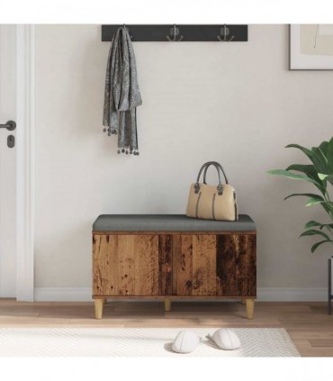 vidaXL Hall Bench Old Wood 80 x 38 x 46 cm Engineered Wood and Fabric