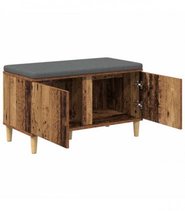 vidaXL Hall Bench Old Wood 80 x 38 x 46 cm Engineered Wood and Fabric