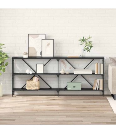 vidaXL Console Table Black Oak 180 x 30 x 75 cm Engineered Wood