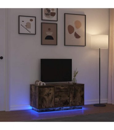 vidaXL TV Cabinet with LED Lights Smoked Oak 100x41x50 cm