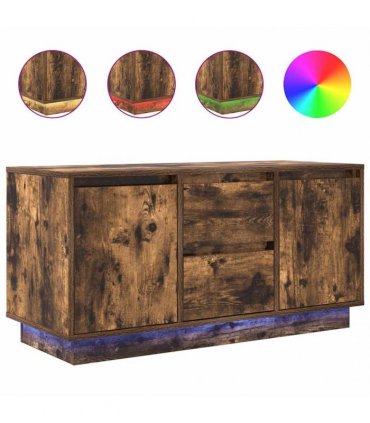 vidaXL TV Cabinet with LED Lights Smoked Oak 100x41x50 cm