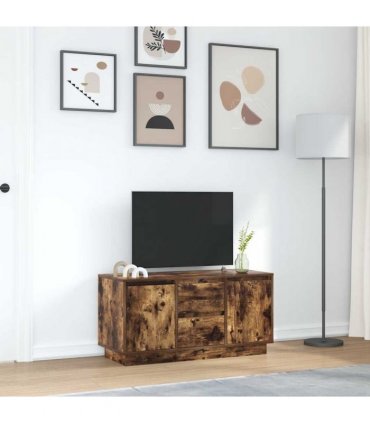 vidaXL TV Cabinet with LED Lights Smoked Oak 100x41x50 cm