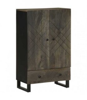 vidaXL Highboard Black 60x33x100 cm Solid Wood Mango