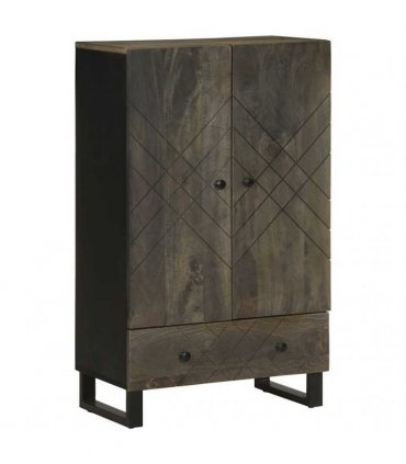 vidaXL Highboard Black 60x33x100 cm Solid Wood Mango