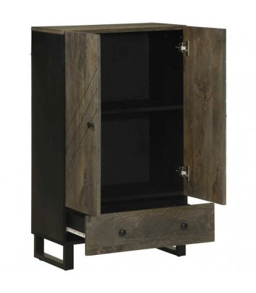 vidaXL Highboard Black 60x33x100 cm Solid Wood Mango
