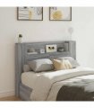vidaXL Headboard Cabinet with LED Grey Sonoma 140 x 16.5 x 103.5 cm