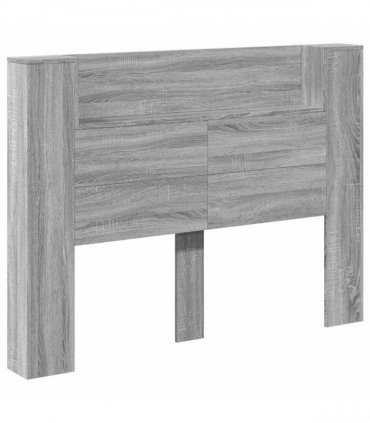 vidaXL Headboard Cabinet with LED Grey Sonoma 140 x 16.5 x 103.5 cm
