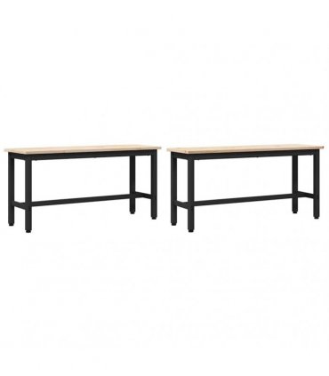 vidaXL Dining Benches 2 pcs Natural 100 x 32.5 x 49 cm Solid pine wood