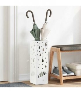 vidaXL Rain Umbrella Stand White 15.5 x 15.5 x 49 cm Steel