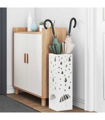 vidaXL Rain Umbrella Stand White 15.5 x 15.5 x 49 cm Steel