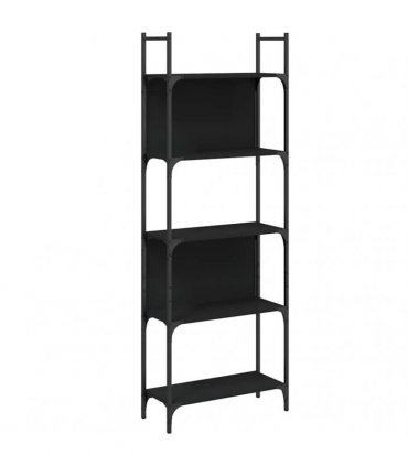 vidaXL Bookshelf 5-Tier Black 60.5x24x166.5 cm Engineered Wood