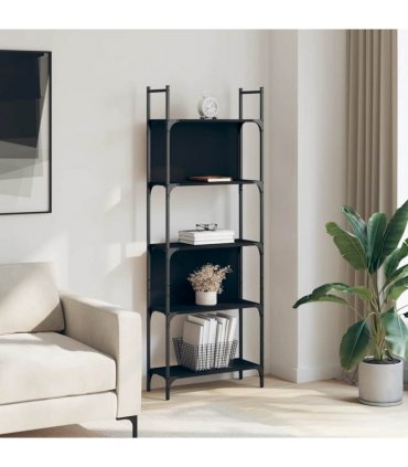 vidaXL Bookshelf 5-Tier Black 60.5x24x166.5 cm Engineered Wood