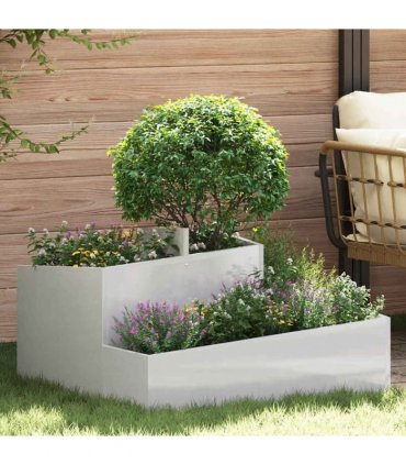 vidaXL Garden Planter Silver 80 x 80 x 50 cm Stainless Steel