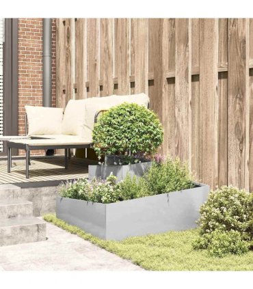 vidaXL Garden Planter Silver 80 x 80 x 50 cm Stainless Steel