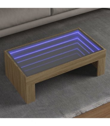vidaXL Coffee Table with Infinity LED Sonoma Oak 90x50x30 cm