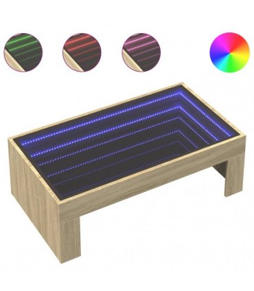 vidaXL Coffee Table with Infinity LED Sonoma Oak 90x50x30 cm