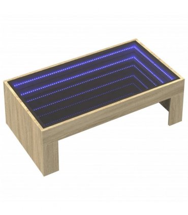 vidaXL Coffee Table with Infinity LED Sonoma Oak 90x50x30 cm
