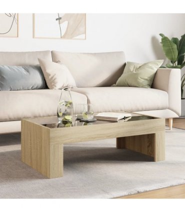 vidaXL Coffee Table with Infinity LED Sonoma Oak 90x50x30 cm