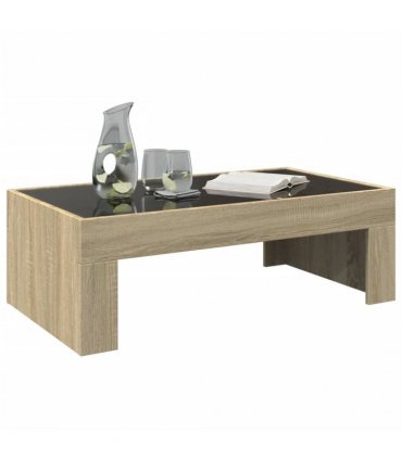 vidaXL Coffee Table with Infinity LED Sonoma Oak 90x50x30 cm