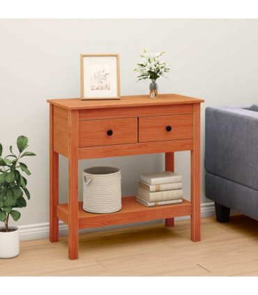 vidaXL Console Table Wax Brown 75 x 35 x 75 cm Soild Pine Wood