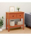 vidaXL Console Table Wax Brown 75 x 35 x 75 cm Soild Pine Wood