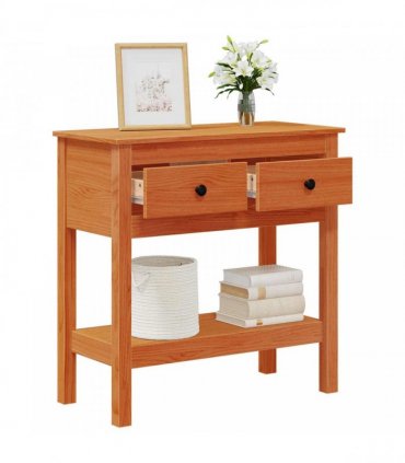 vidaXL Console Table Wax Brown 75 x 35 x 75 cm Soild Pine Wood