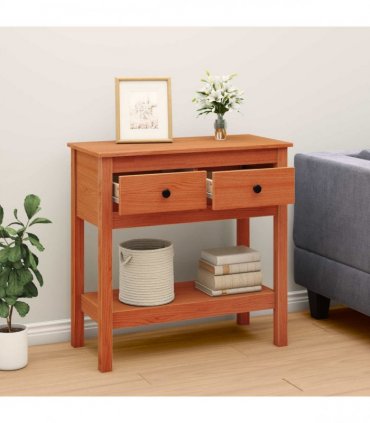vidaXL Console Table Wax Brown 75 x 35 x 75 cm Soild Pine Wood