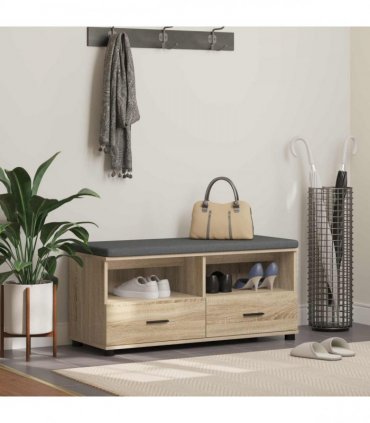vidaXL Hall Bench with Cushion with Drawer Sonoma Oak 100 x 38 x 46 cm