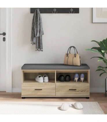 vidaXL Hall Bench with Cushion with Drawer Sonoma Oak 100 x 38 x 46 cm