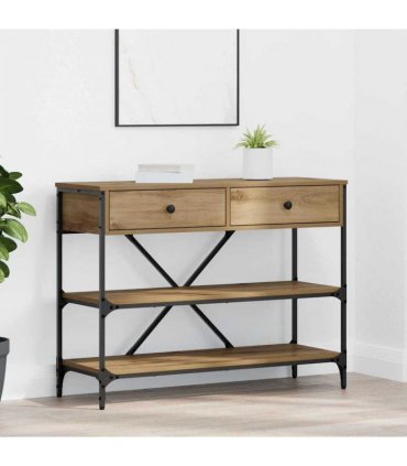 vidaXL Console Table with Drawer Brown 100 x 34.5 x 75 cm Wood