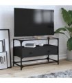 vidaXL TV Cabinet with Glass Top Black 80x35x51 cm Engineered Wood
