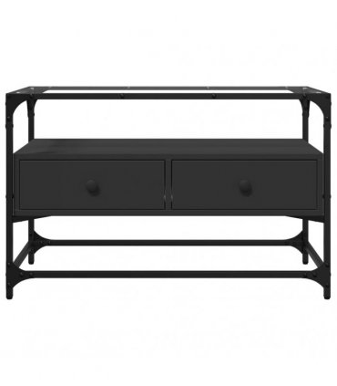 vidaXL TV Cabinet with Glass Top Black 80x35x51 cm Engineered Wood