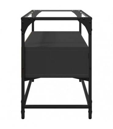 vidaXL TV Cabinet with Glass Top Black 80x35x51 cm Engineered Wood